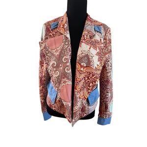 Sao Paulo Womens Paisley Blazer Jacket Size 38 US 6 Multicolor Button Up Work